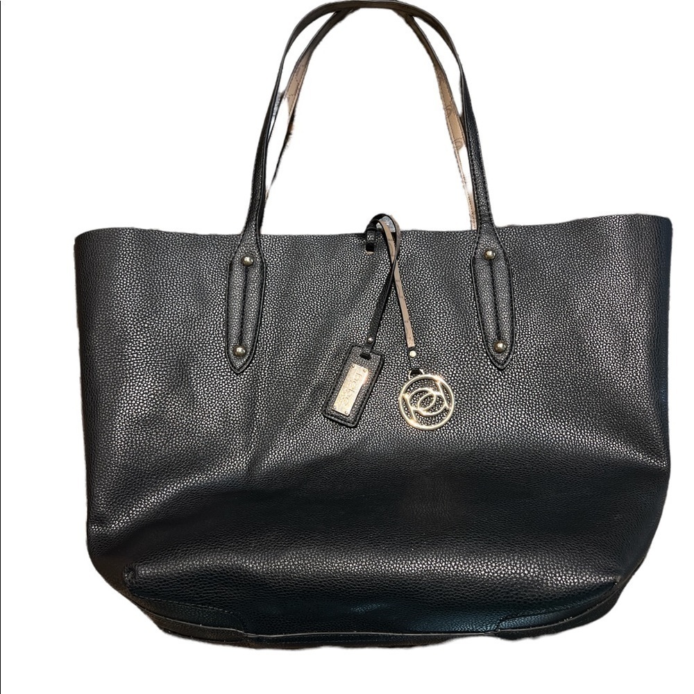 Bebe Reversible Black & Tan leather tote